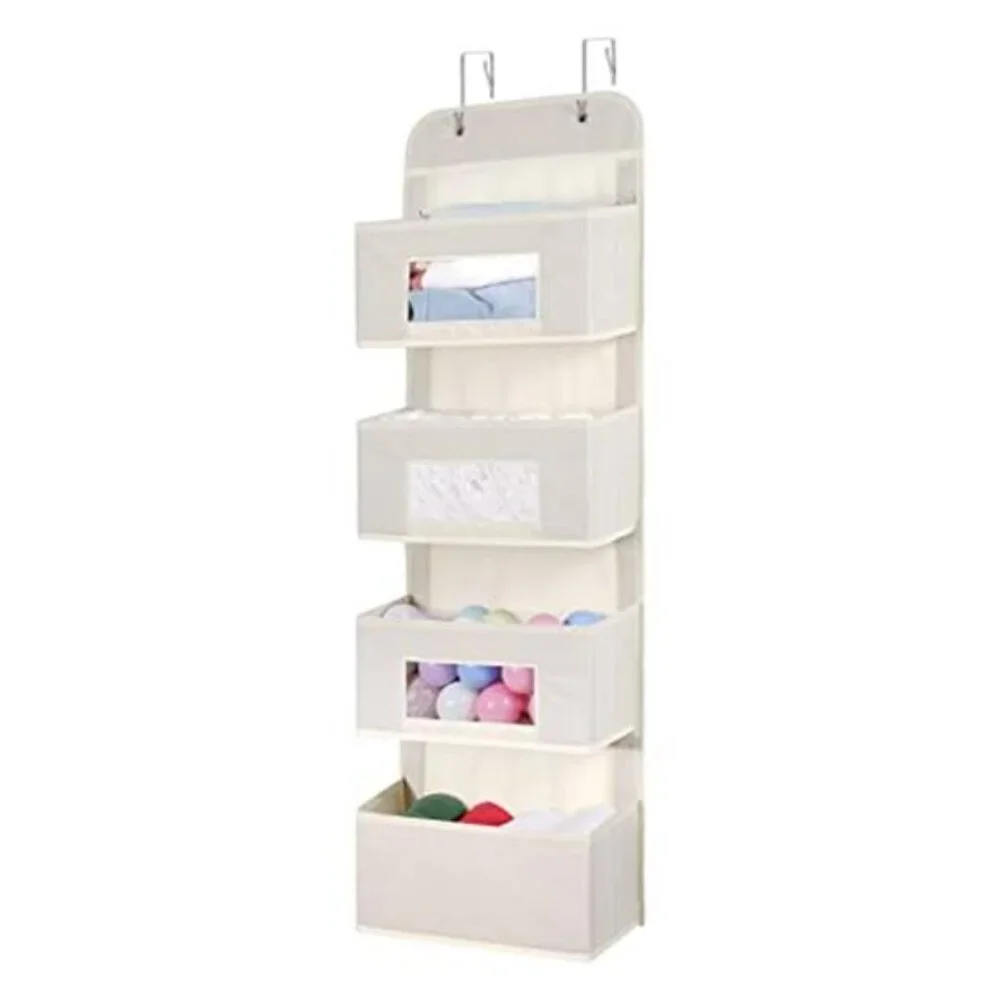 Over Door Hanging Organizer 4 Shelf Pocket Storage Clear Window Closet Bathroom